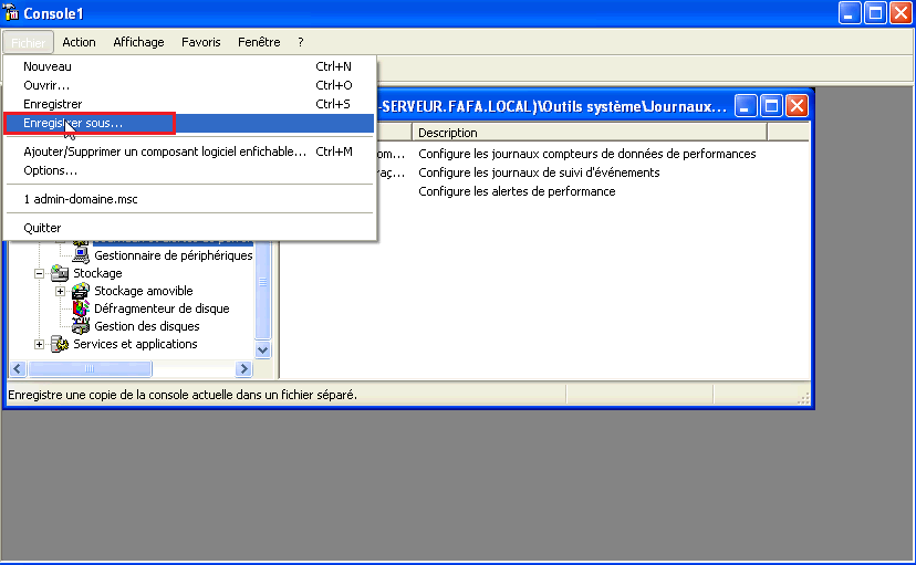 Créer une console MMC sur Windows Server 