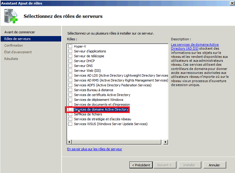 Installer Active Directory dans Windows Server 2008 