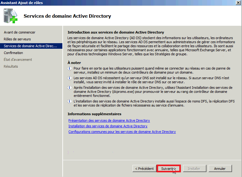 Installer Active Directory dans Windows Server 2008 