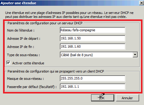 Installer rôle DHCP Windows 2008