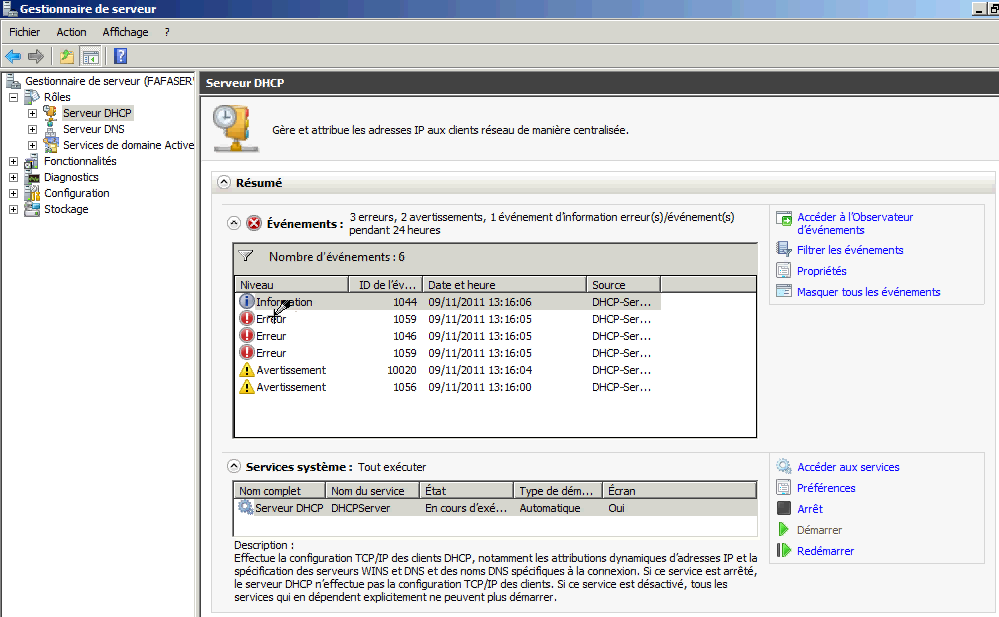 Installer rôle DHCP Windows 2008 