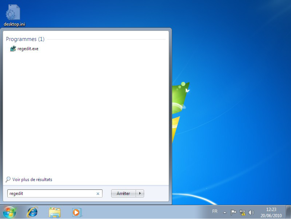 La base de registre Windows Seven