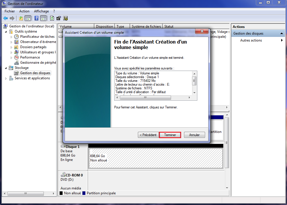 Installation disque dur externe