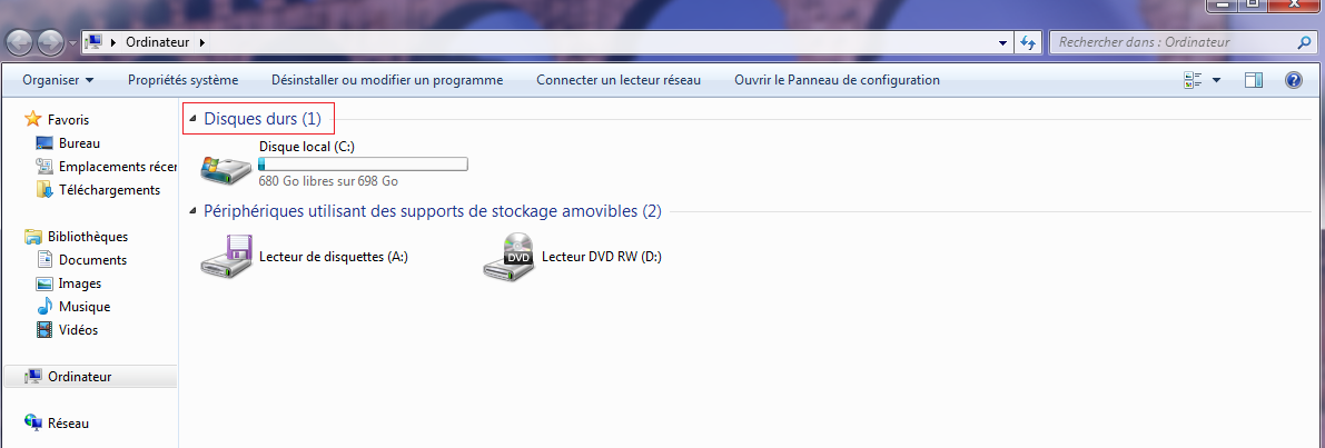 Rechercher un disque dur externe