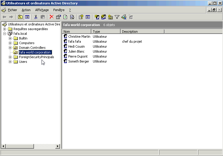 Créer un groupe sur Active Directory