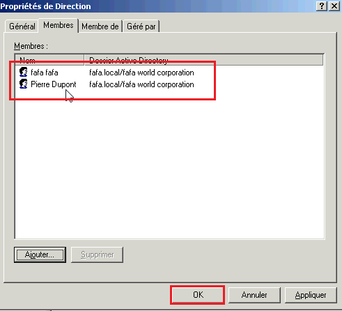Créer un groupe sur Active Directory