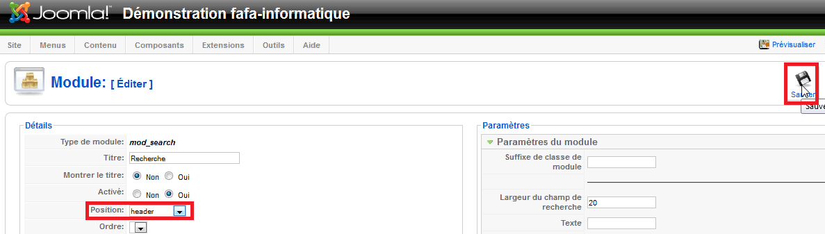 Nouvelle position module Joomla! 