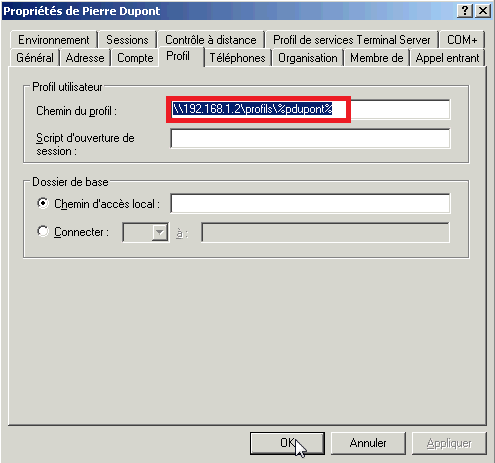 Profils itinérants Active Directory