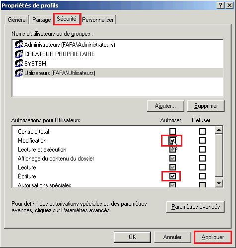 Profils itinérants Active Directory