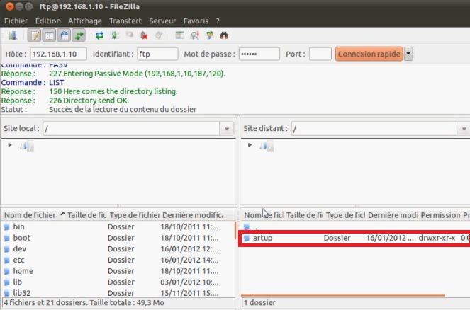 Connexion FTP avec Filezilla