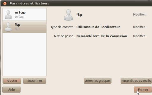 Utilisateur crée