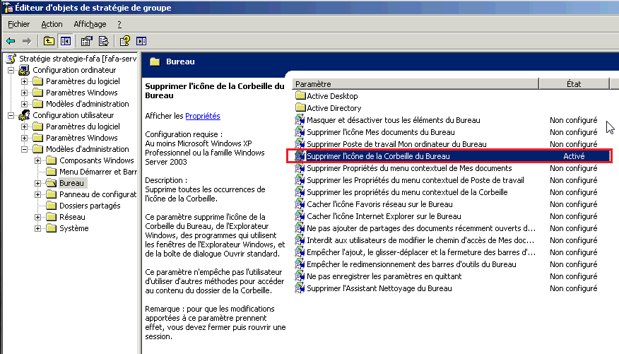 Mettre en place une GPI sur Windows 2003 