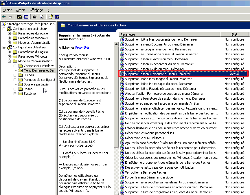 Mettre en place une GPI sur Windows 2003 