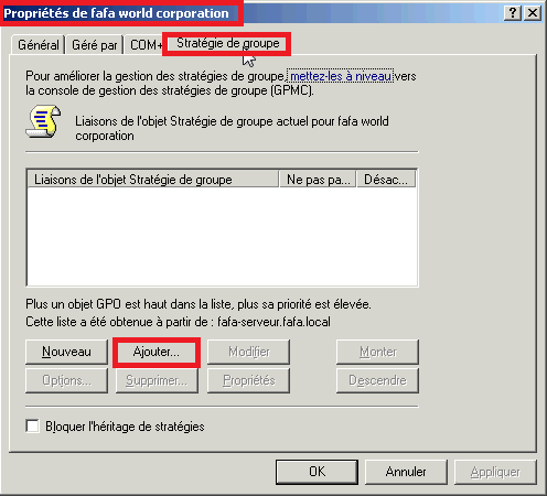 Mettre en place une GPI sur Windows 2003 