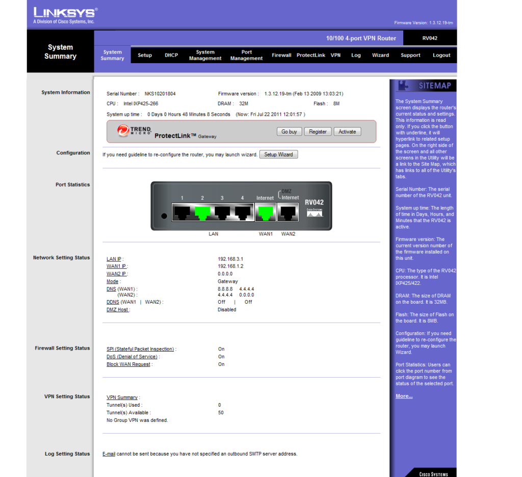 Paramétrage d'un routeur Linksys