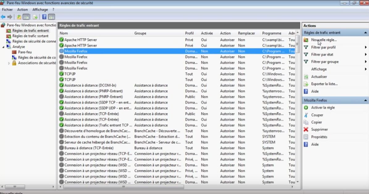 Configurer le pare-feu Windows pour autoriser Firefox à accéder à Internet