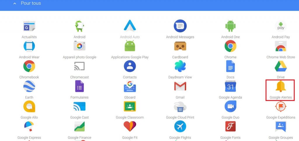Trouver Google Alertes