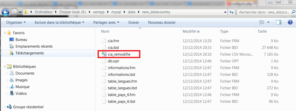 Fichier CSV dans MySQL