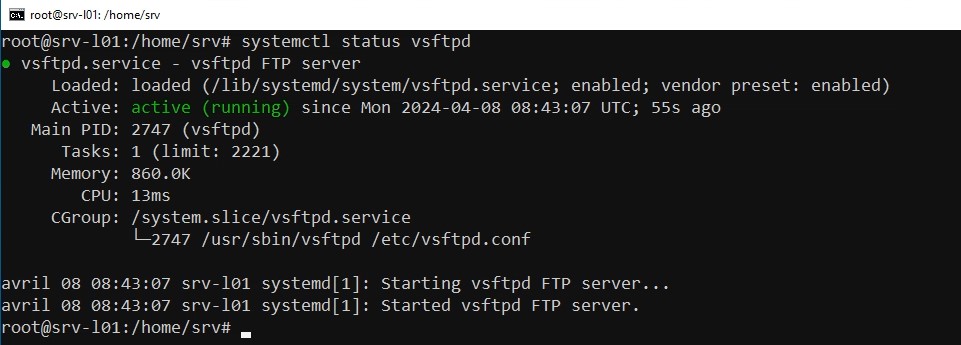 Installer le serveur FTP VSFTPD