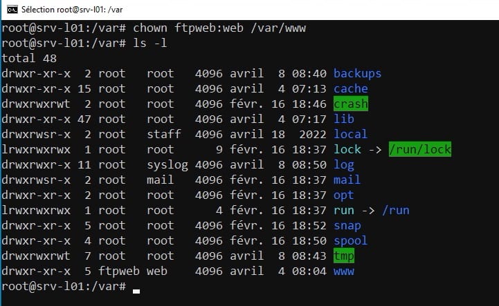 Modifier les droits des dossiers serveur FTP