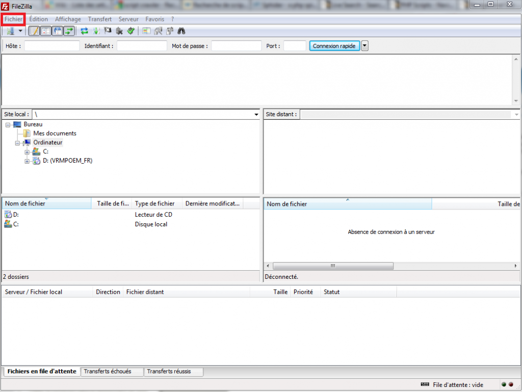 Connexion SFTP avec Filezilla