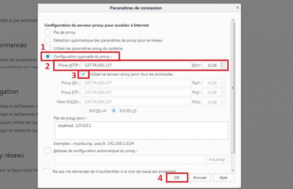 Paramétrer un proxy dans Mozilla Firefox