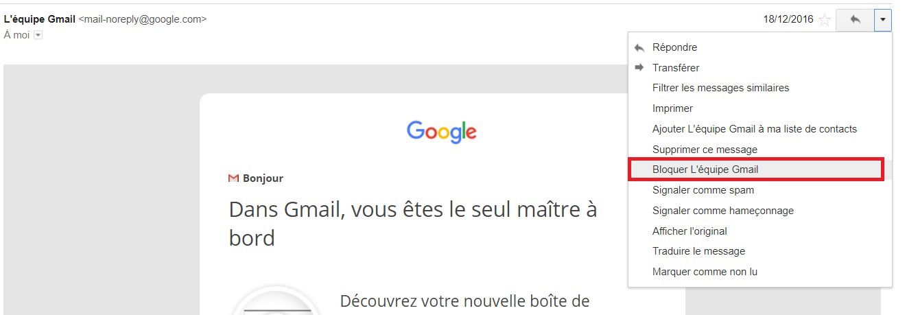 Bloquer une adresse mail dans Gmail