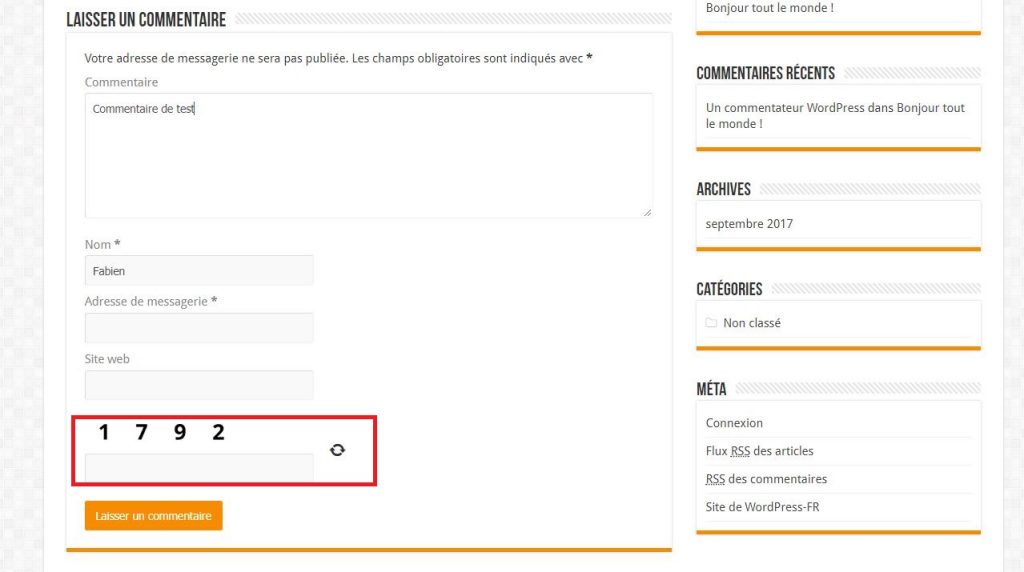 Image captcha dans WordPress