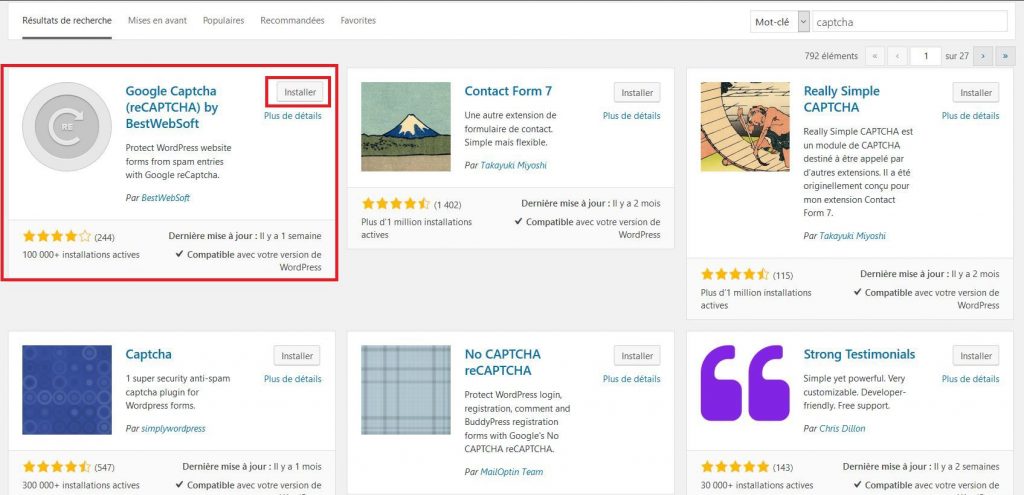 Installer ReCaptcha (Google) dans WordPress