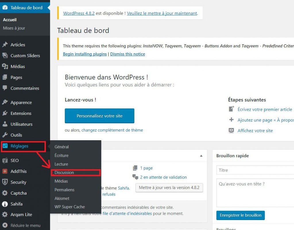 Réglages des commentaires dans WordPress