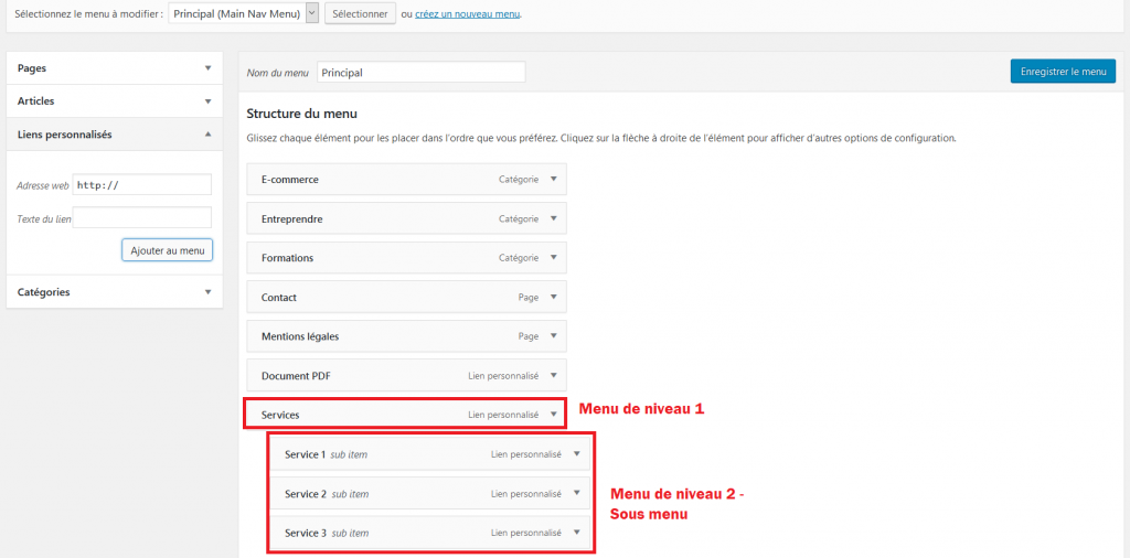 Créer des sous-menus dans WordPress Créer des sous-menus dans WordPress