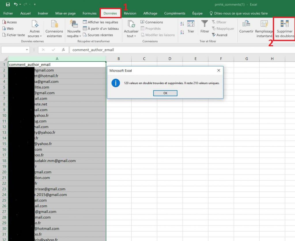 Supprimer les doublons dans Excel Supprimer les doublons dans Excel