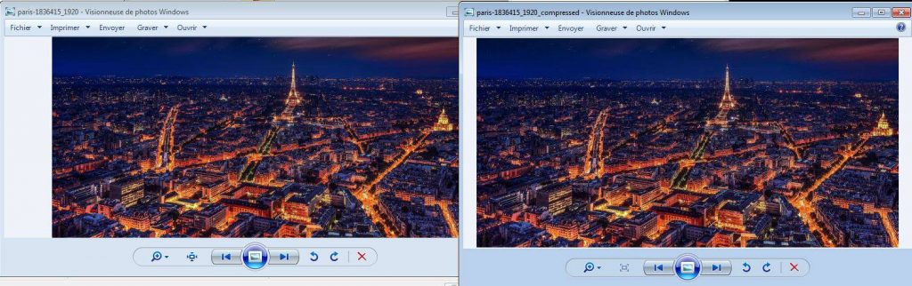 Images avant et après compression