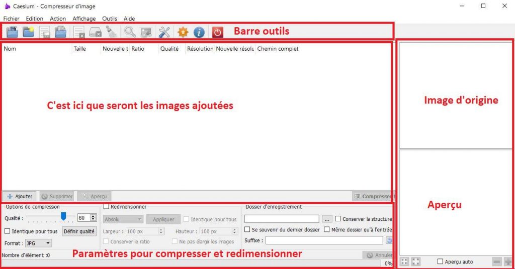 Logiciel Caesium pour la compression d'images