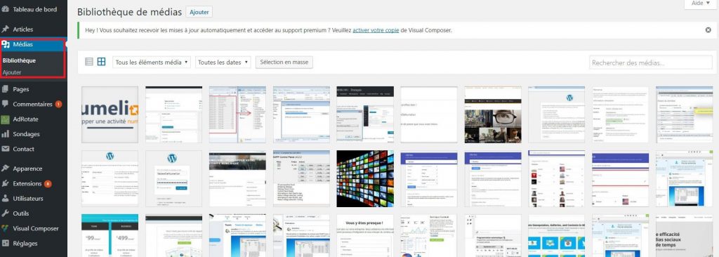 Parcourir la bibliothèque des images dans WordPress Parcourir la bibliothèque des images dans WordPress