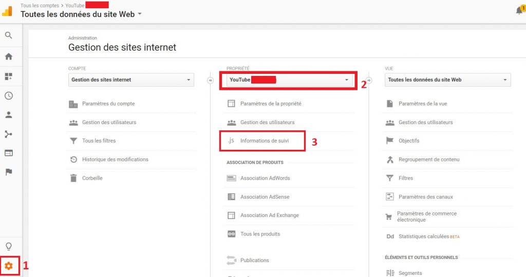 Récupérer le code de suivi de Google Analytics