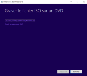 8 - Fin de la création du support Windows Professionnel