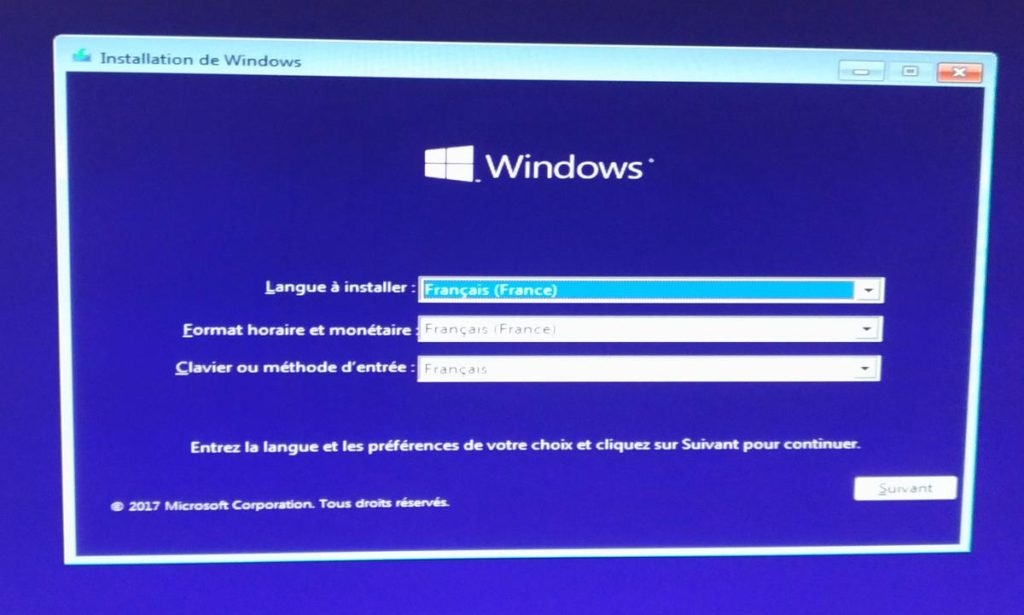 Installation de Windows 10 Professionnel