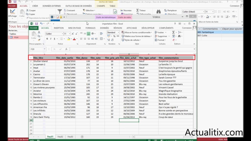 Fichier Excel à importer dans Access