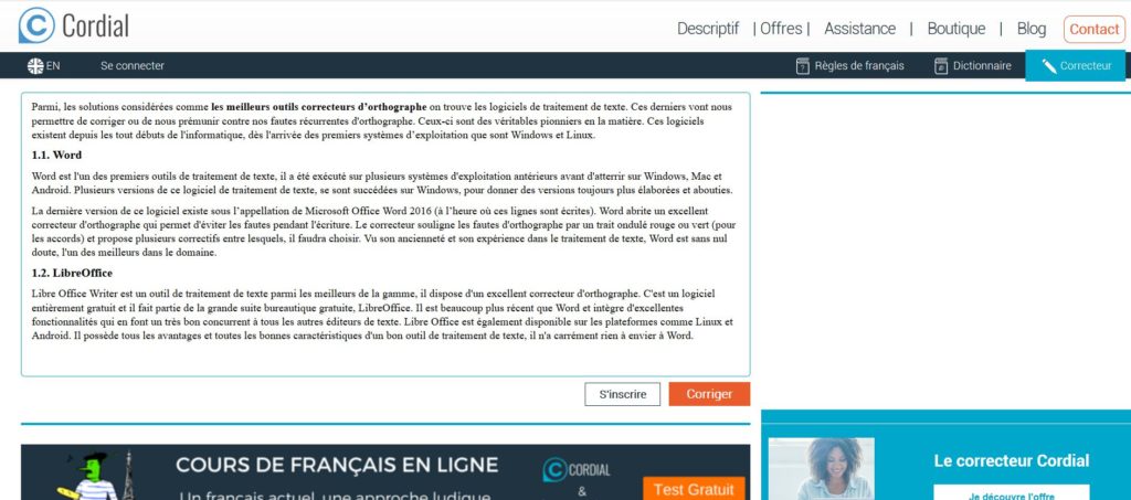 Cordial - Une application en ligne pour vérifier l'orthographe