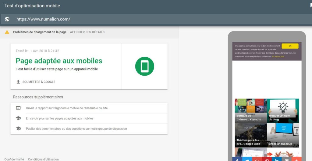 Google Test format smartphones et tablettes