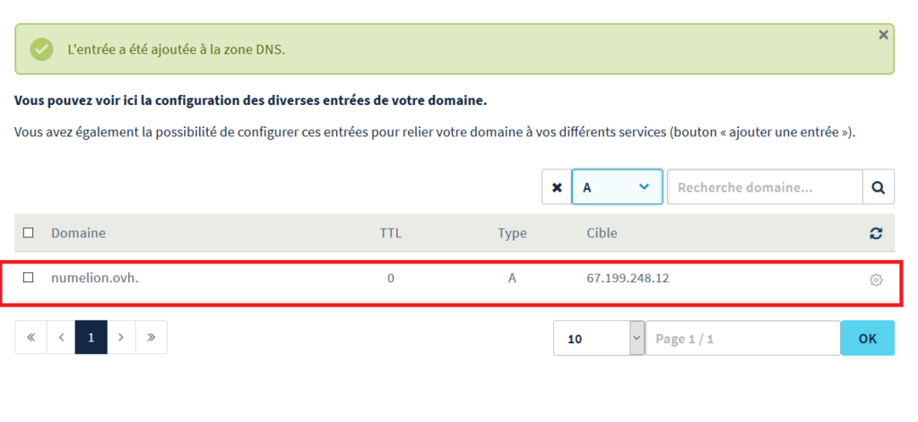 Le champ A dans la zone DNS