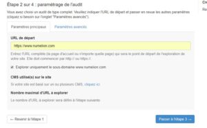 Paramétrer un audit SEO