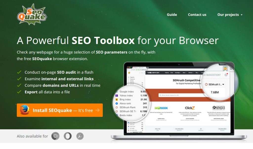 SEO Quake une extension de navigateur dans les meilleurs outils pour votre référencement SEO