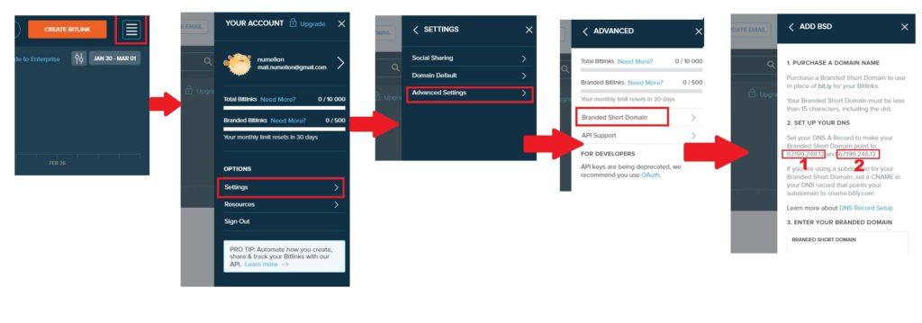 Trouver les serveurs DNS pour personnalise le nom de domaine Bitly