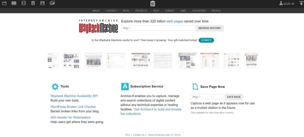 Wayback Machine est utile parmi les meilleurs outils pour améliorer votre référencement SEO