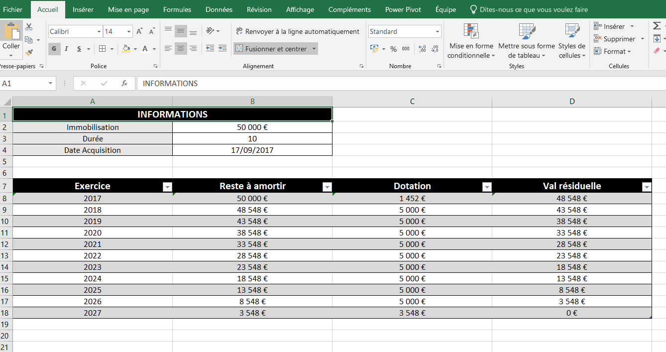 Calculer Un Amortissement Lineaire Dans Excel Avec Un Tableau