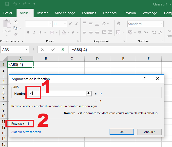 Utiliser la fonction ABS dans Excel