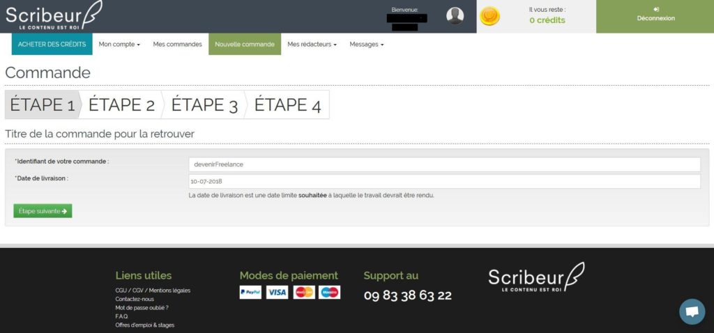 Etape 1 - Commande Scribeur