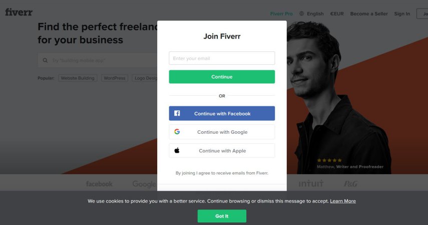 S'inscrire sur Fiverr S'inscrire sur Fiverr